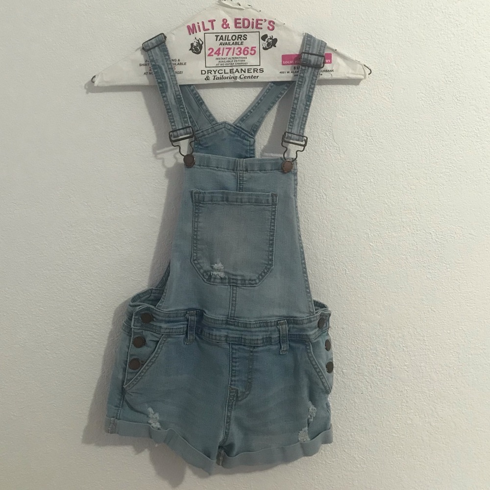 Encore lightwashed denim overalls